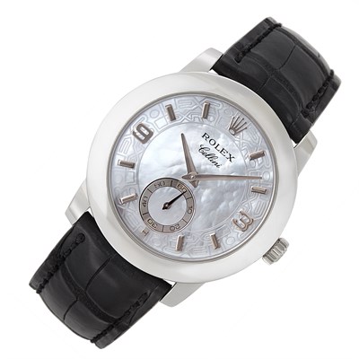 Lot 68 - Rolex, Platinum and Mother-of-Pearl 'Cellini Cellenium' Wristwatch, Ref. 5240