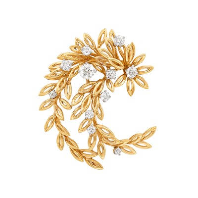 Lot 147 - Gold, Platinum and Diamond Clip-Brooch, Boucheron, Paris