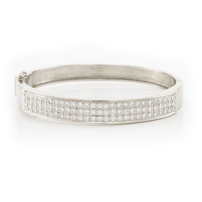 Lot 1656 - White Gold and Diamond Bangle Bracelet