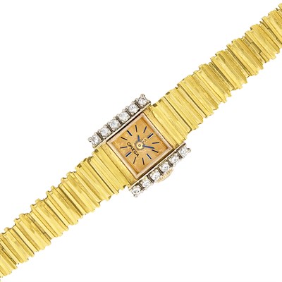 Lot 1469 - Lady's Gold and Diamond Wristwatch, Omega