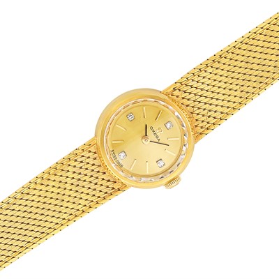 Lot 1493 - Lady's Gold and Diamond Wristwatch, Omega