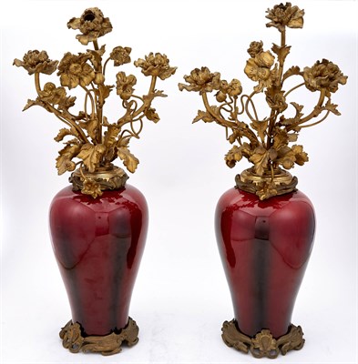 Lot 499 - Pair of Gilt-Bronze Mounted Sang de Boeuf...
