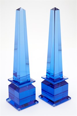 Lot 387 - Pair of Veritas Translucent Cobalt Blue Glass...