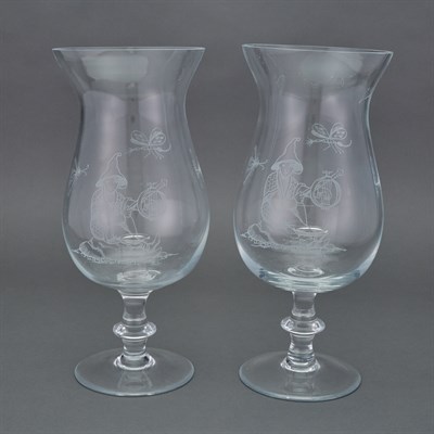 Lot 167 - Pair of Etched Glass Photophores Height 11 1/4...