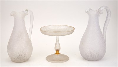 Lot 580 - Group of Three Crackle Glass Articles Height...