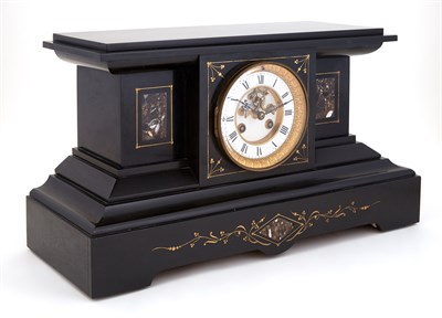 Lot 367 - French Slate and Marble Mantel Clock S. Marti...