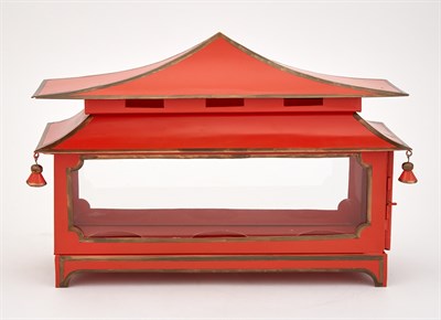Lot 425 - Chinese Style Painted Metal Pagoda-Form Table...