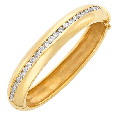 Lot 215 - Gold and Diamond Bangle Bracelet