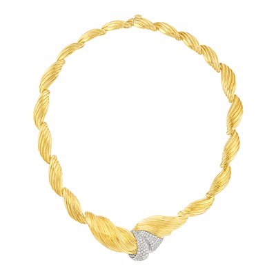 Lot 212 - Two-Color Gold and Diamond Necklace