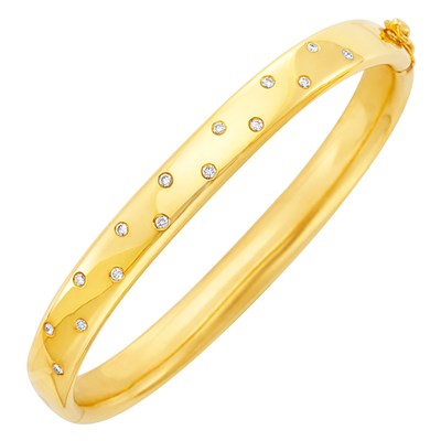 Lot 479 - Gold and Diamond Bangle Bracelet