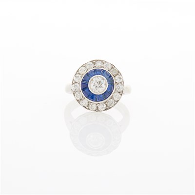 Lot 1185 - Platinum, Diamond and Sapphire Ring