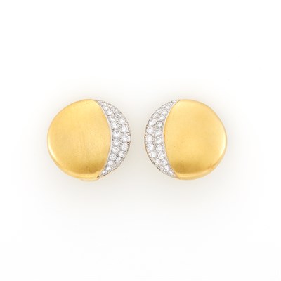 Lot 1018 - Pair of Gold, Platinum and Diamond Earclips