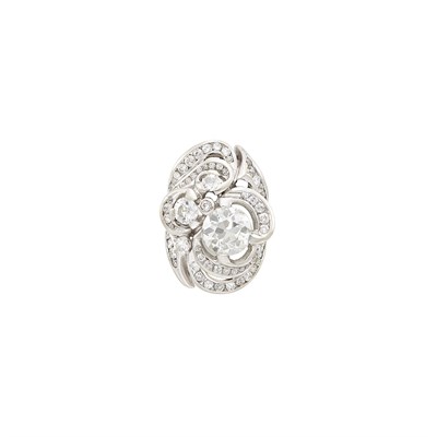 Lot 194 - Wide White Gold and Diamond Ring