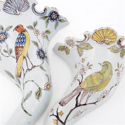 Lot 238 - Group of Three English Delft Wall Pockets 18th...