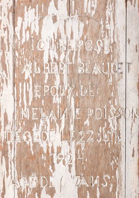 Lot 247 - Wood Tombstone, France 1920's With metal...