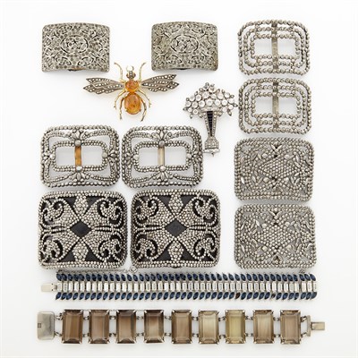 Lot 2122 - Group of Marcasite, Amber and Paste Costume Jewelry