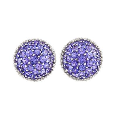 Lot 163 - Pair of White Gold and Violet Sapphire Bombé Earclips, Mish