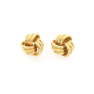 Lot 1158 - Pair of Gold Love Knot Earrings
