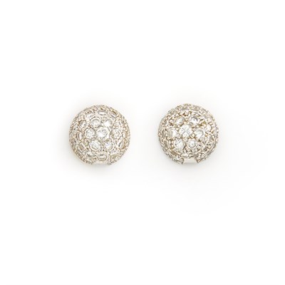 Lot 1980 - Pair of White Gold and Diamond Dome Stud Earrings