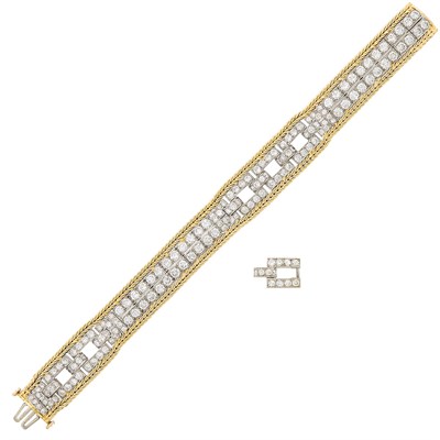 Lot 685 - Gold, Platinum and Diamond Bracelet