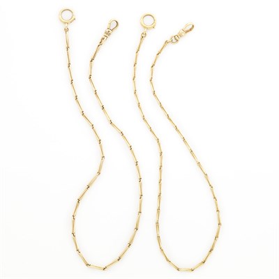 Lot 1928 - Two Gold Fob Chains