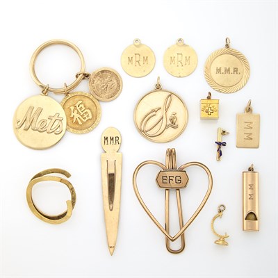 Lot 1480 - Group of Gold and Metal Accessories and Fragments