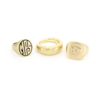 Lot 1167 - Gold Gypsy Ring and Two Seal Rings