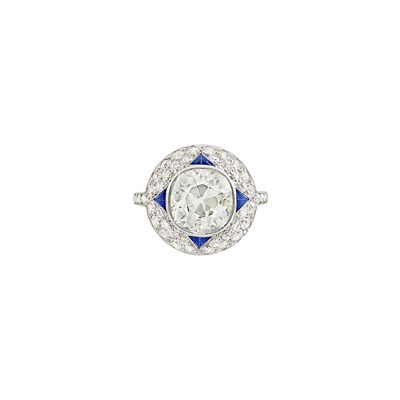 Lot 277 - Platinum, Diamond and Sapphire Ring