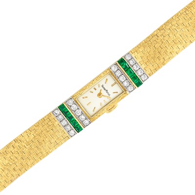 Lot 501 - Gold, Platinum, Diamond and Emerald Wristwatch, Neiman Marcus
