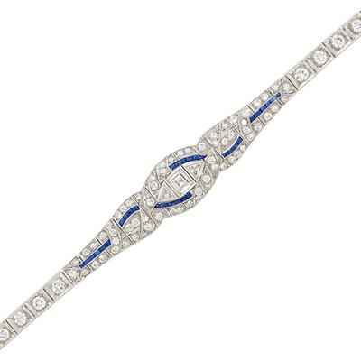 Lot 271 - Platinum, Diamond and Sapphire Bracelet