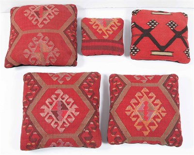 Lot 194 - Five Kilim Pillows Largest 18 inches (square).