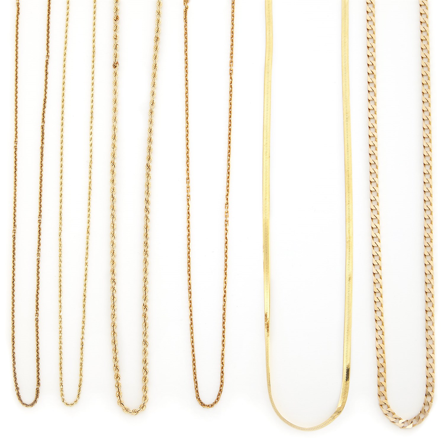 Lot 1288 - Six Gold Chain Necklaces