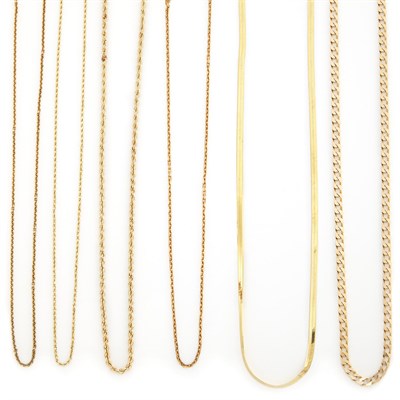 Lot 1288 - Six Gold Chain Necklaces
