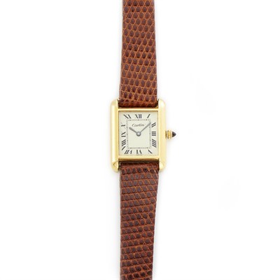 Lot 1548 - Vermeil 'Tank' Wristwatch, Cartier