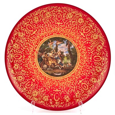 Lot 1015 - Italian Gilt and Enameled Ruby Glass Charger...