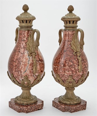 Lot 1087 - Pair of Louis XVI Style Metal-Mounted Marble...