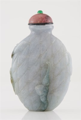 Lot 270 - Chinese Jadeite Snuff Bottle Of flattened...