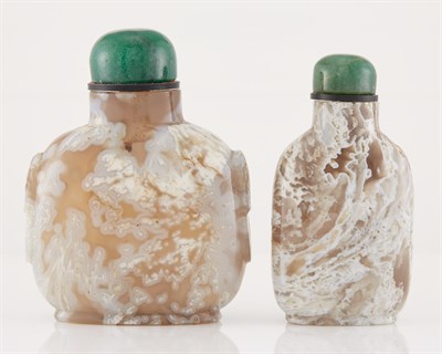 Lot 273 - Two Chinese Macaroni Agate Snuff Bottles Qing...