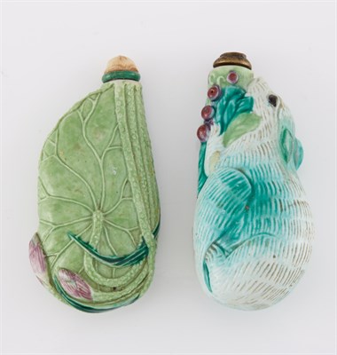 Lot 259 - Two Chinese Molded Porcelain Snuff Bottles One...