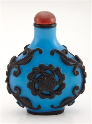 Lot 262 - Chinese Black Overlay Blue Glass Snuff Bottle...