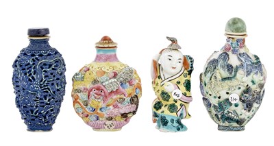 Lot 144 - Group of Four Chinese Molded Porcelain Snuff...