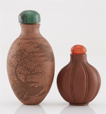 Lot 263 - Two Chinese Yixing Snuff Bottles Each of ovoid...