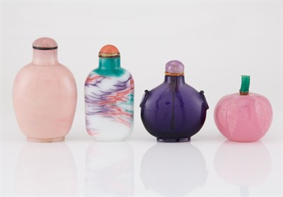 Lot 256 - Group of Four Chinese Glass Snuff Bottles...
