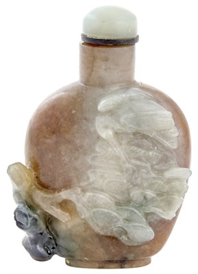 Lot 639 - Chinese Celadon and Russet Jade Snuff Bottle...