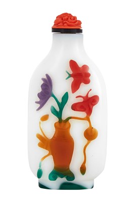 Lot 125 - Chinese Multi-Color Overlay White Glass Snuff...