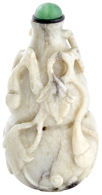 Lot 642 - Chinese White and Buff Jade Double Gourd Snuff...