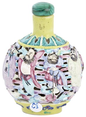 Lot 647 - Chinese Molded and Reticulated Porcelain Snuff...