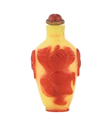 Lot 111 - Chinese Red Overlay Yellow Glass Miniature...