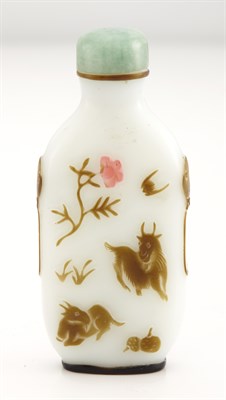Lot 276 - Chinese Brown and Pink Overlay White Glass...