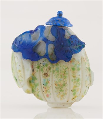 Lot 277 - Chinese Blue Overlay Multi-Colored Glass Gourd-...